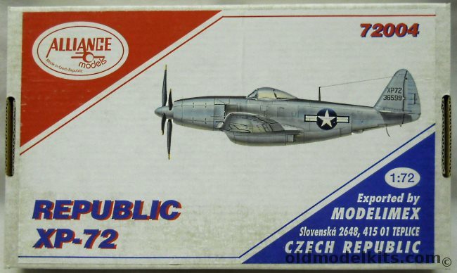 Alliance 1/72 Republic XP-72 Long Range Escort Fighter, 72004 plastic model kit